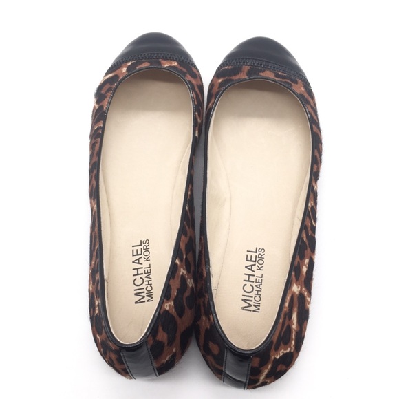 MICHAEL KORS Animal Print Calf Hair Leather Cap Toe Ballet Flats - Picture 8 of 15